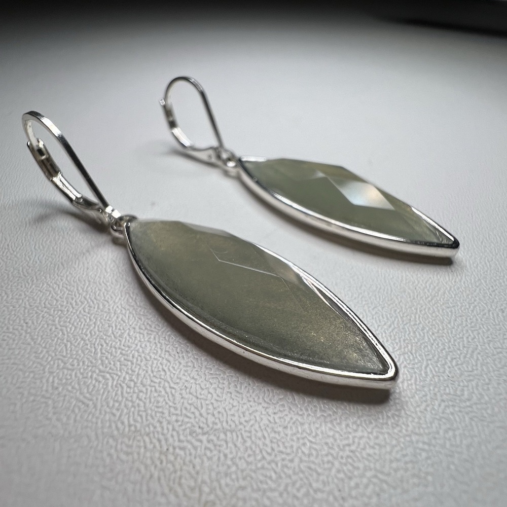 Faceted Labradorite Gemstone Silver‎ Plated Dangle Earrings Jewelry
